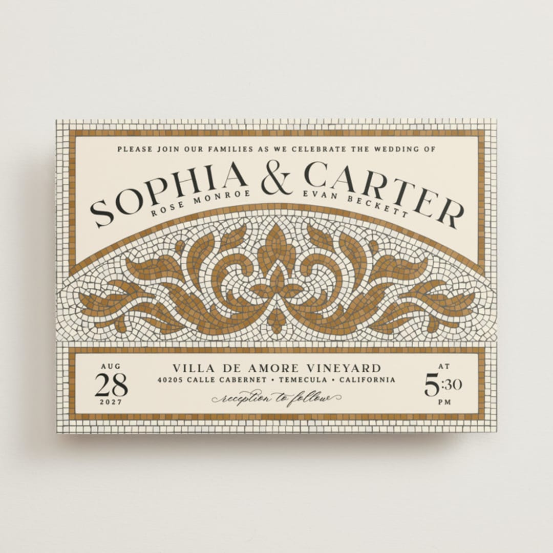 "Floral mosaic" - Wedding Invitations in Sand by GeekInk Design - Front