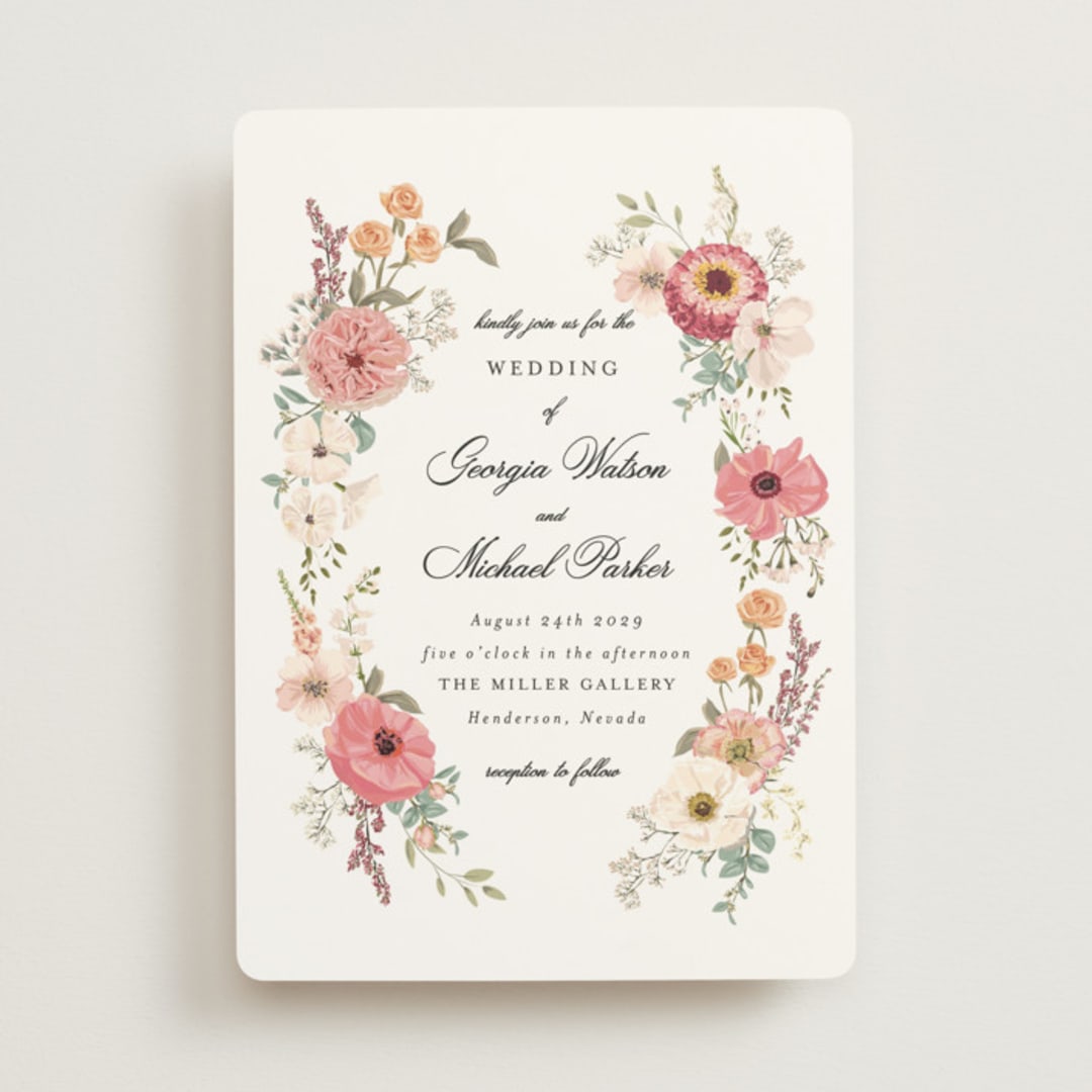 "Cherished" - Wedding Invitations in Sunset by Susan Moyal - Front