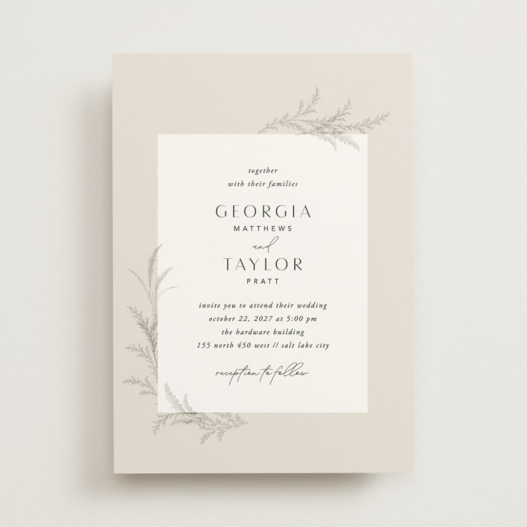 "Etched Frame" - Wedding Invitations in Eggshell by Robert and Stella - Front