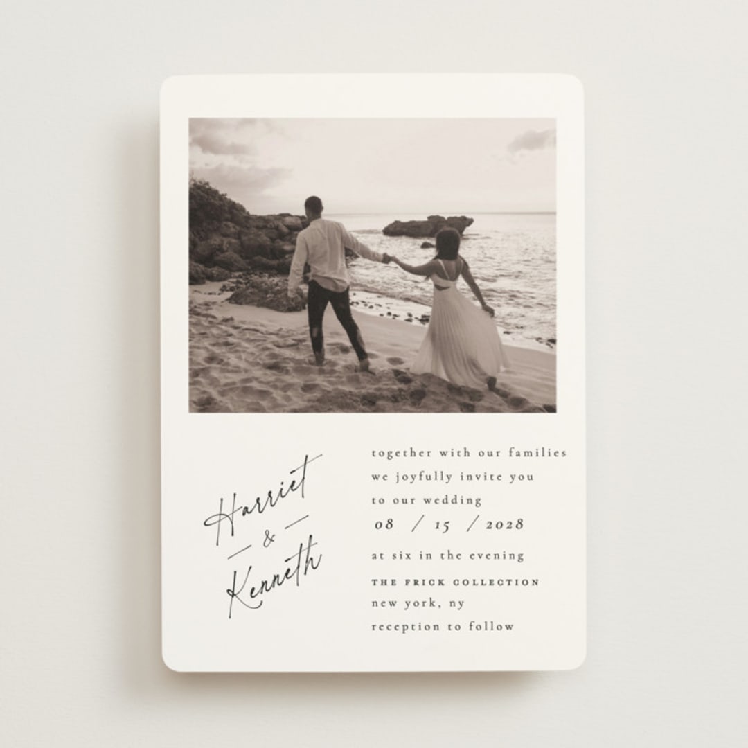 "Scripted Elegance" - Wedding Invitations in Linen by Ana de Sousa - Front