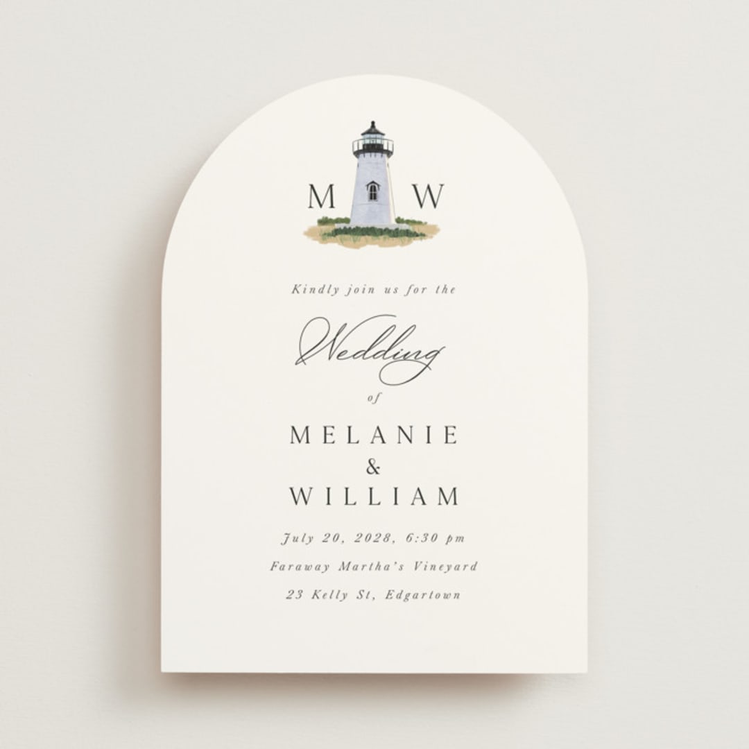 "East Coast Lighthouse" - Wedding Invitations in Snow by Becky Nimoy - Front