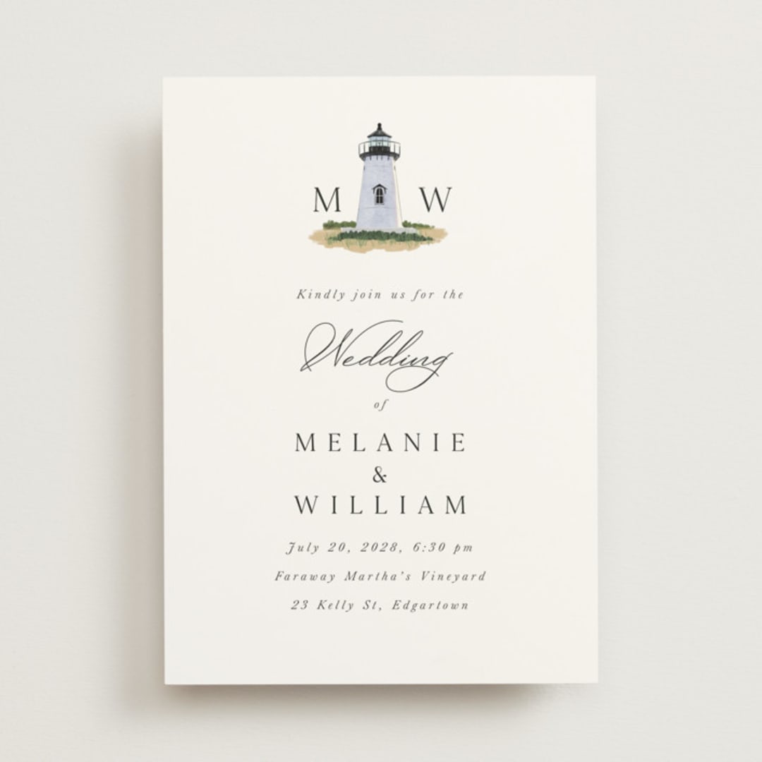 "East Coast Lighthouse" - Wedding Invitations in Snow by Becky Nimoy - Front