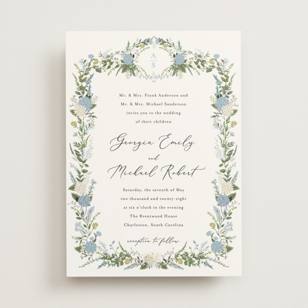 "Hydrangea Vine" - Wedding Invitations in Coastal by Susan Moyal - Front