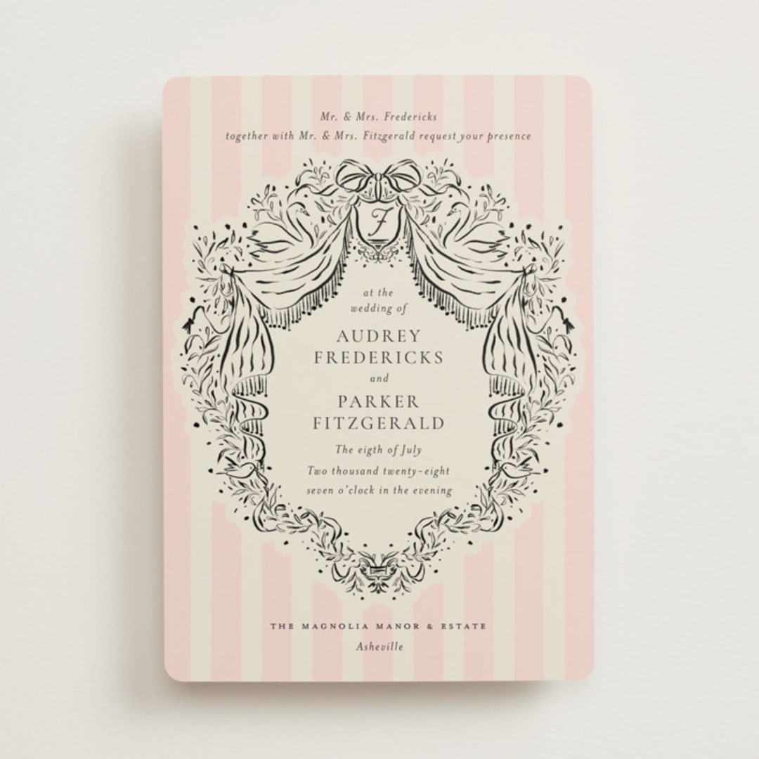 "Hand Illustrated Crest" - Wedding Invitations in Peony by Jackie Crawford - Front