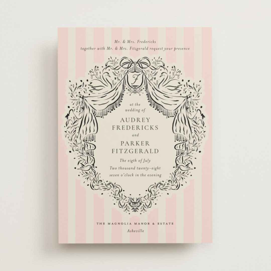 "Hand Illustrated Crest" - Wedding Invitations in Peony by Jackie Crawford - Front