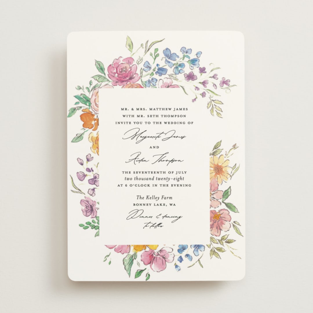"Floral Pop" - Wedding Invitations in Tropical by Itsy Belle Studio - Front