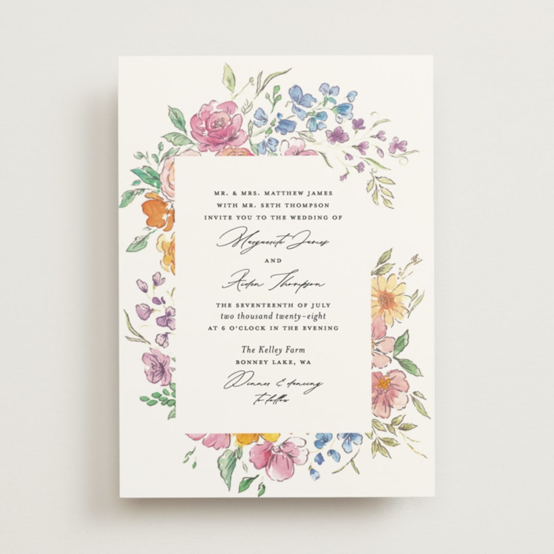 "Floral Pop" - Wedding Invitations in Tropical by Itsy Belle Studio - Front