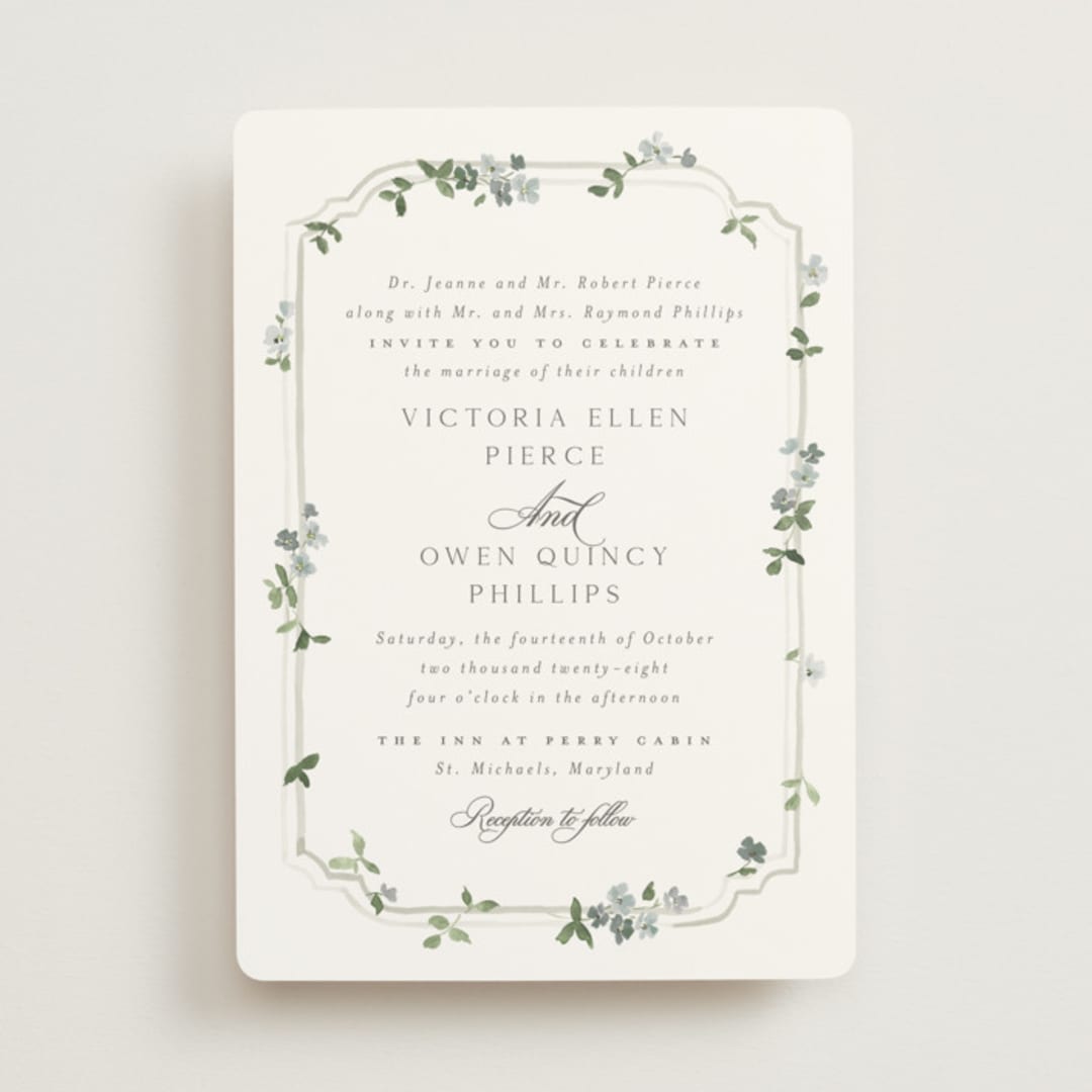 "Wistful" - Wedding Invitations in Mist by Everett Paper Goods - Front