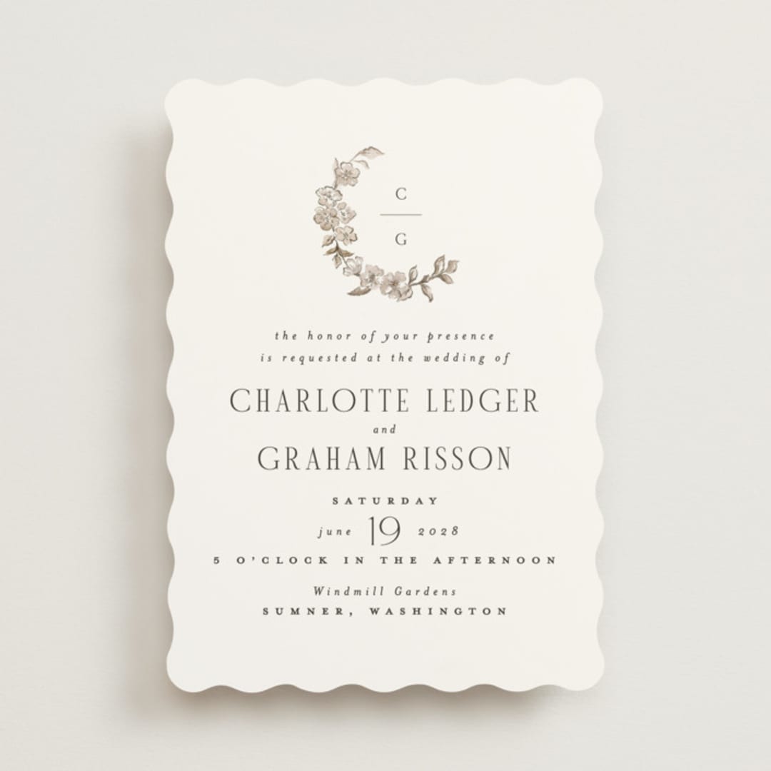 "Daphne" - Wedding Invitations in Sepia by Itsy Belle Studio - Front