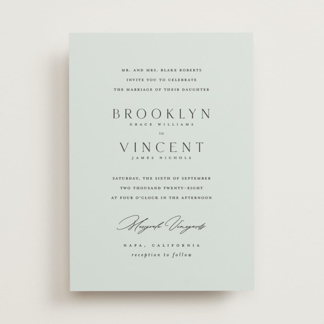 "Merryvale" - Wedding Invitations in Sky by Kelly Schmidt - Front