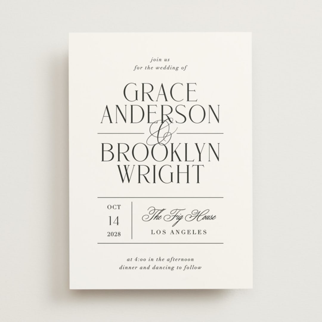 "Grand Scale" - Wedding Invitations in Caviar by Olivia Raufman - Front