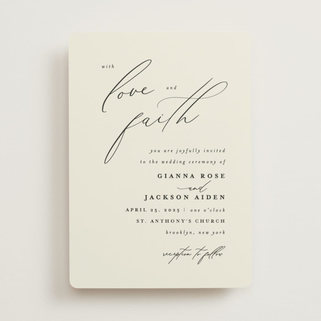 "Love and Faith" - Wedding Invitations in Vanilla by Louise Kay - Front
