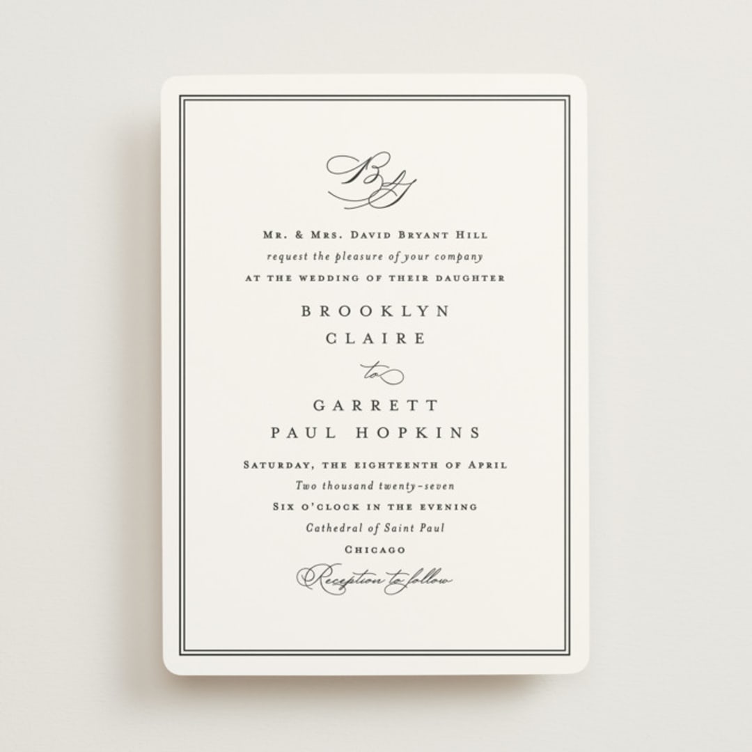 "Overlapping" - Wedding Invitations in Noir by Amy Kross - Front