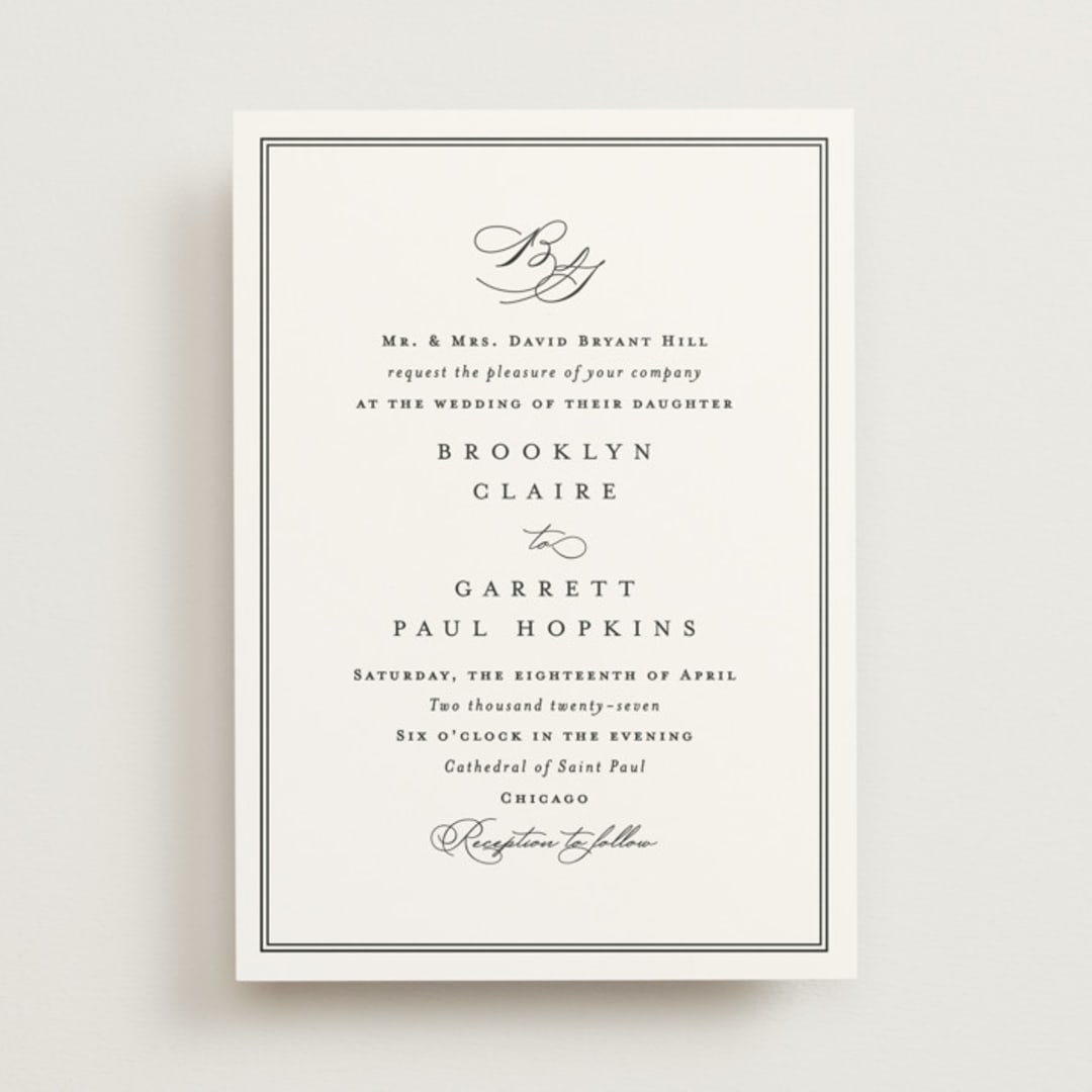 "Overlapping" - Wedding Invitations in Noir by Amy Kross - Front