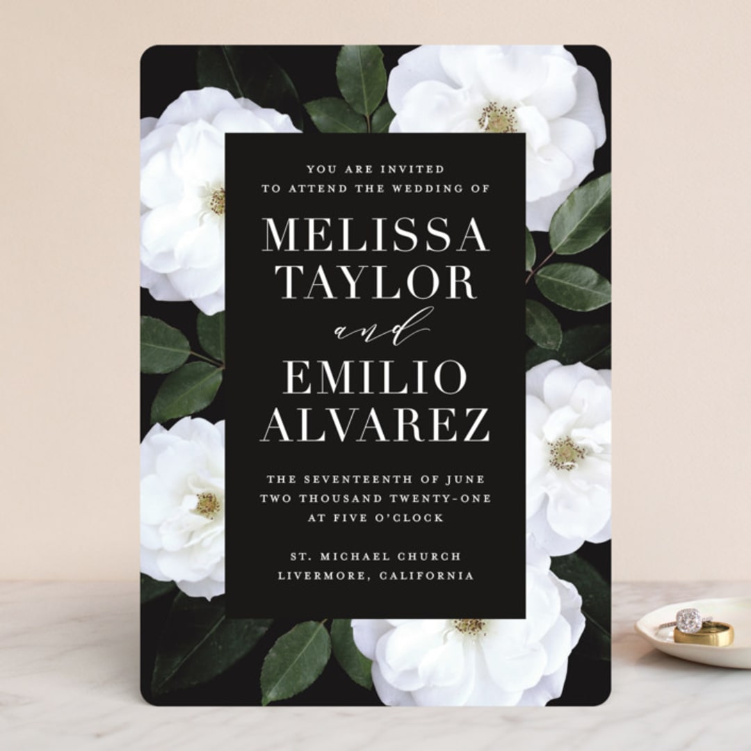"Heirloom Roses" - Wedding Invitations in Ebony by Jill Means - Front