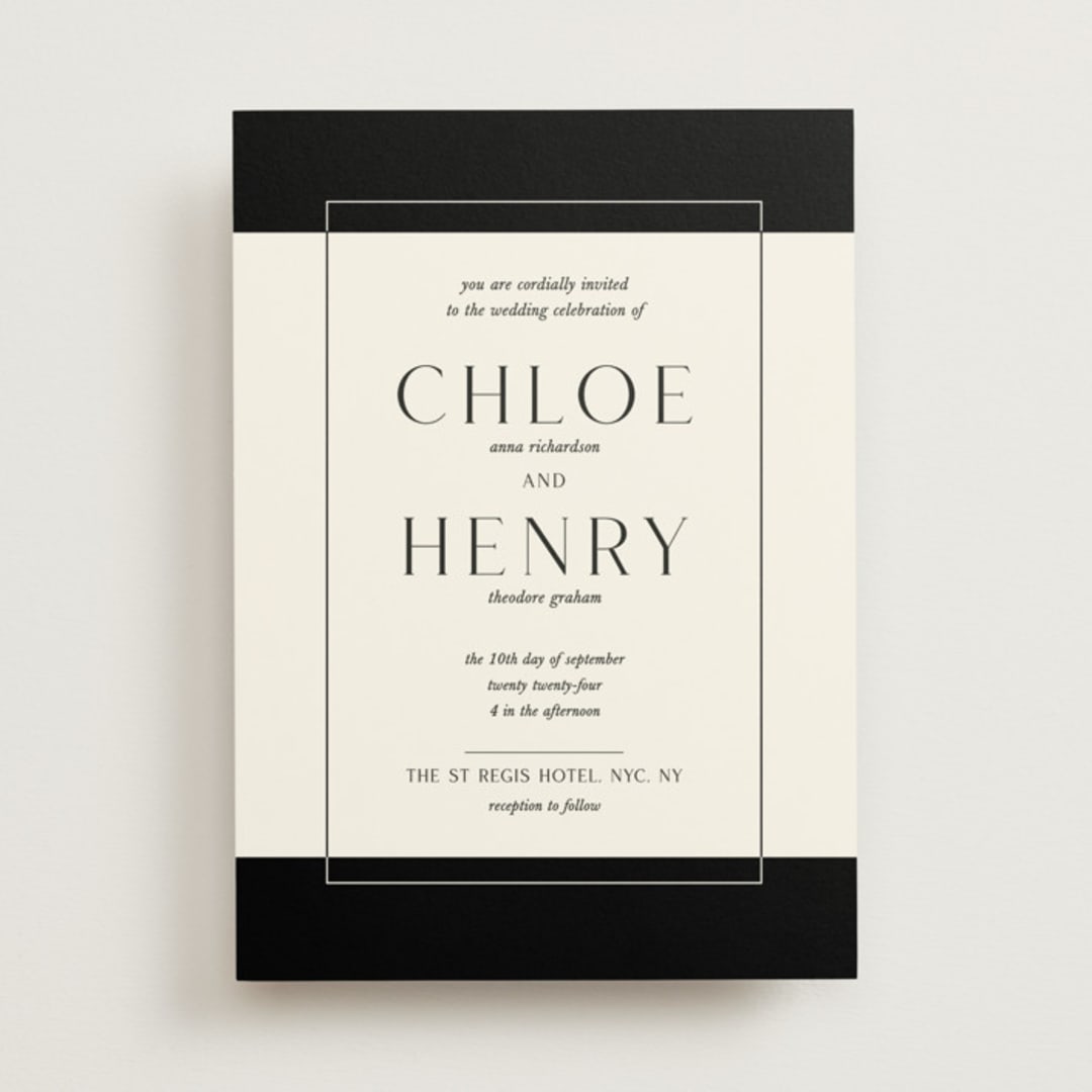 "Simple Elegance" - Wedding Invitations in Onyx by Monika Konieczna - Front
