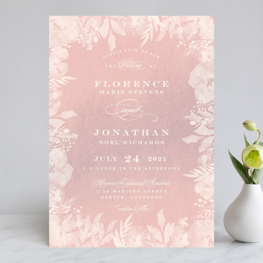 "Summer Bliss" - Wedding Invitations in Blush by Grace Kreinbrink - Front