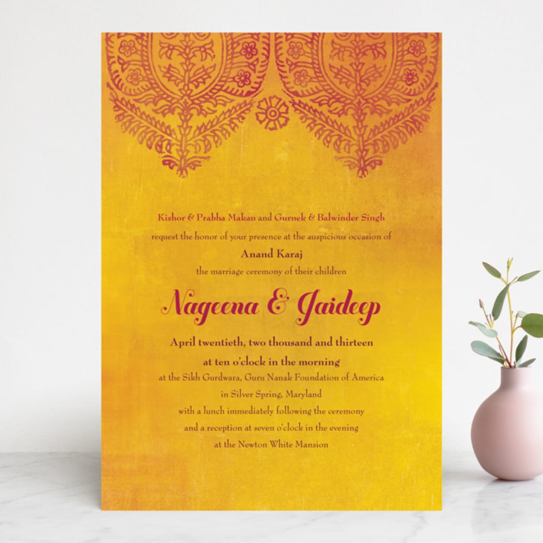 "Anand Karaj" - Wedding Invitations in Coral by Ann Gardner - Front