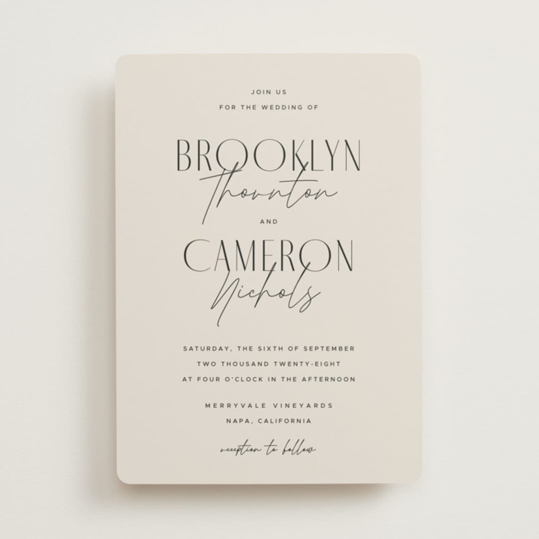 "Arabilla Overlap" - Wedding Invitations in Linen by Kelly Schmidt - Front