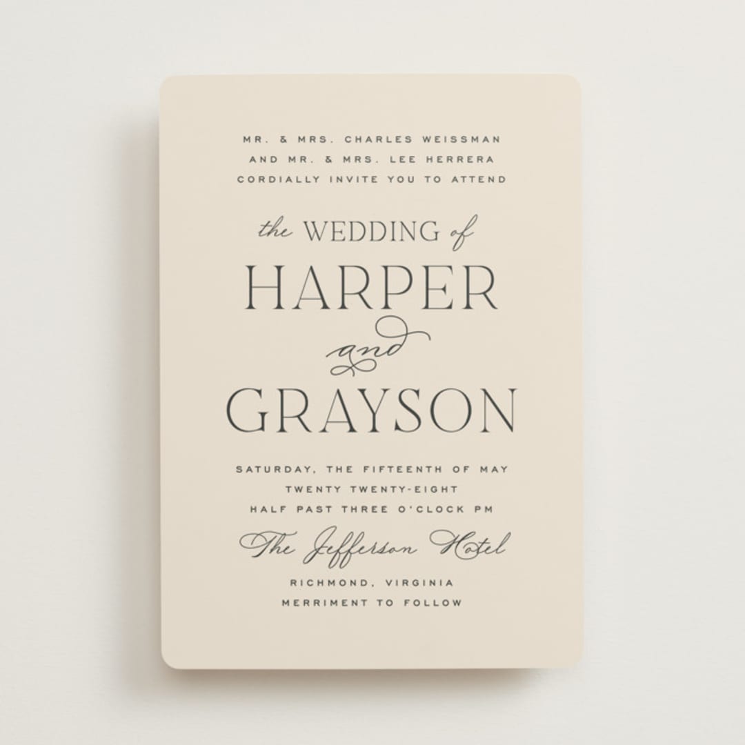 "Tendu" - Wedding Invitations in Creme by Carly Reed Walker - Front