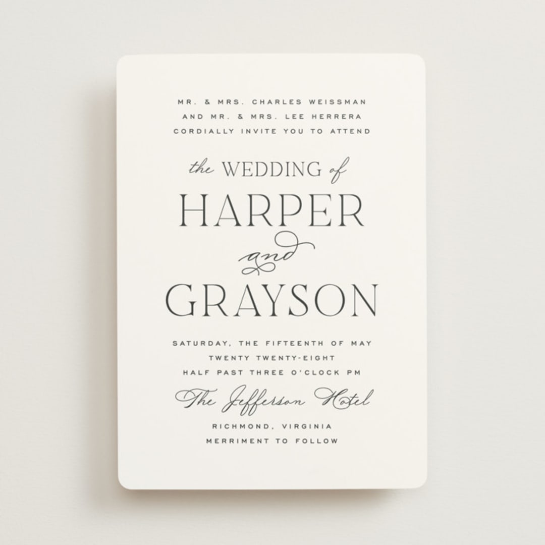 "Tendu" - Wedding Invitations in Cloud by Carly Reed Walker - Front