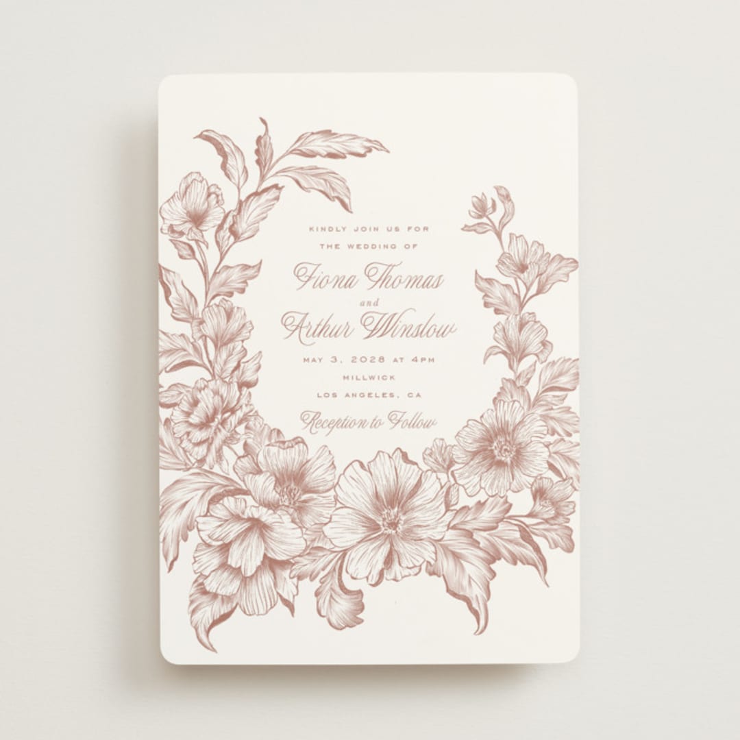 "Wreath In Bloom" - Wedding Invitations in Harvest by Leah Bisch - Front