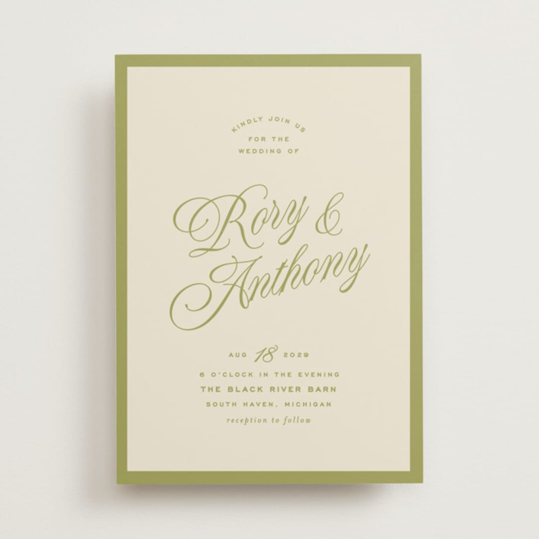 "rory" - Wedding Invitations in Olive by Ellen Schlegelmilch - Front