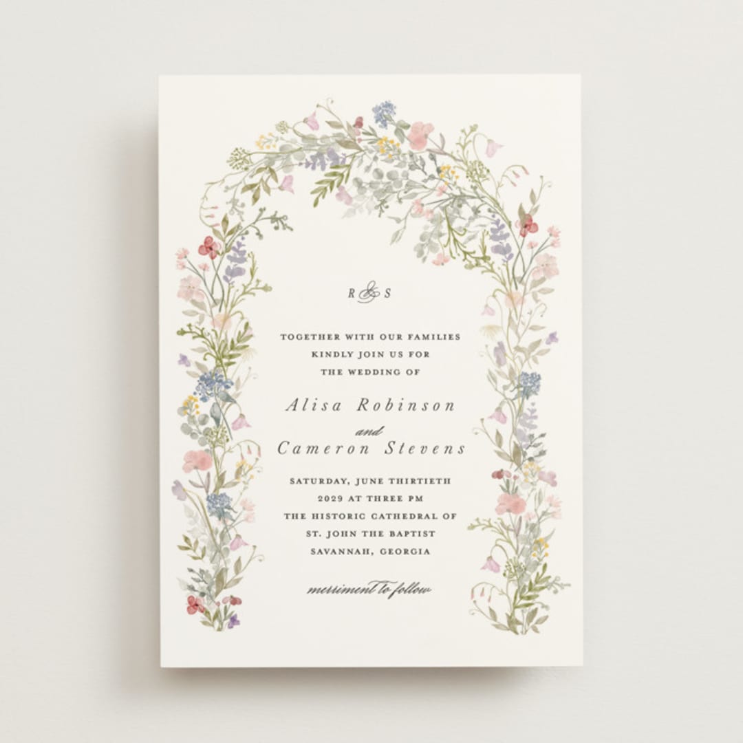 "flowering arch" - Wedding Invitations in Sage by Lori Wemple - Front