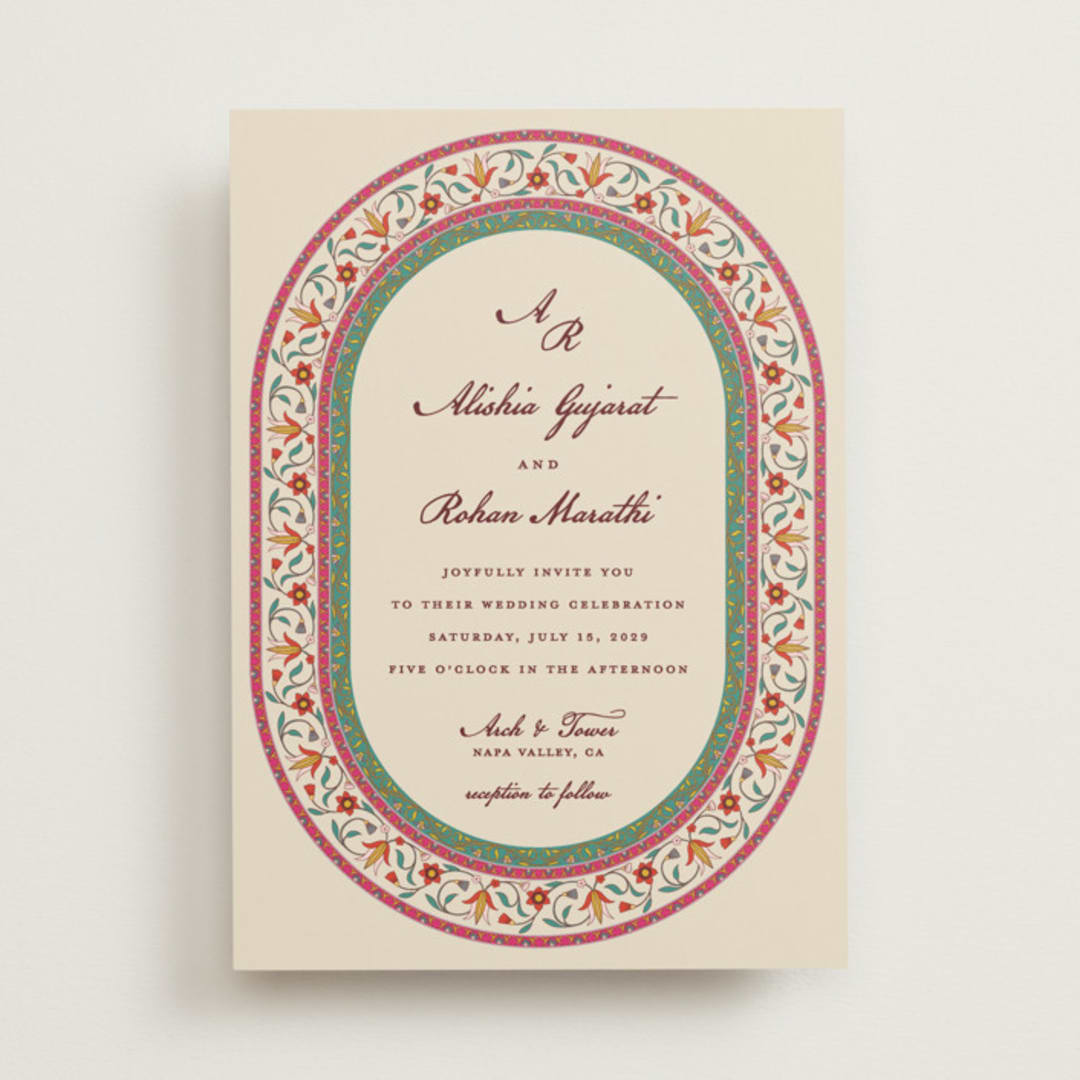 "Mughal Gardens" - Wedding Invitations in Ivory by Sherley Ferreira - Front