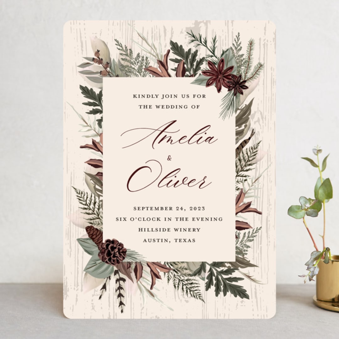 "Woodland Garden" - Wedding Invitations in Mahogany by Susan Moyal - Front