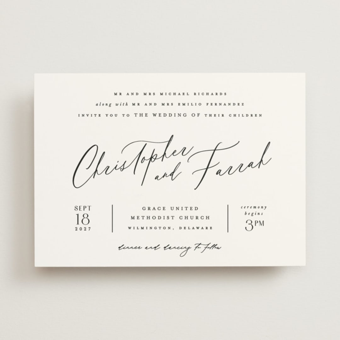 "Beautifully Scripted" - Wedding Invitations in Pearl by Hooray Creative - Front