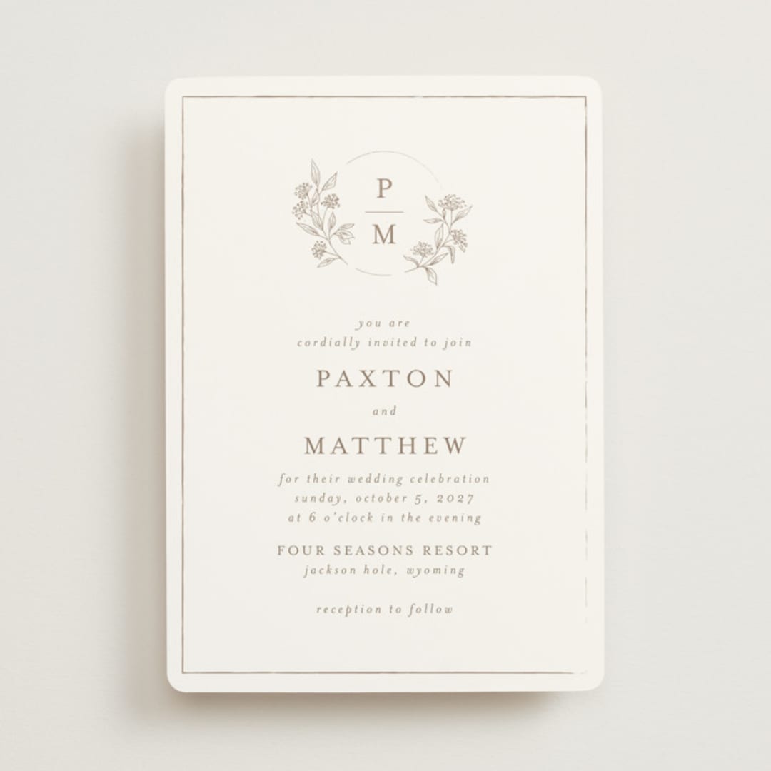 "Monogrammed" - Wedding Invitations in Taupe by Chris Griffith - Front