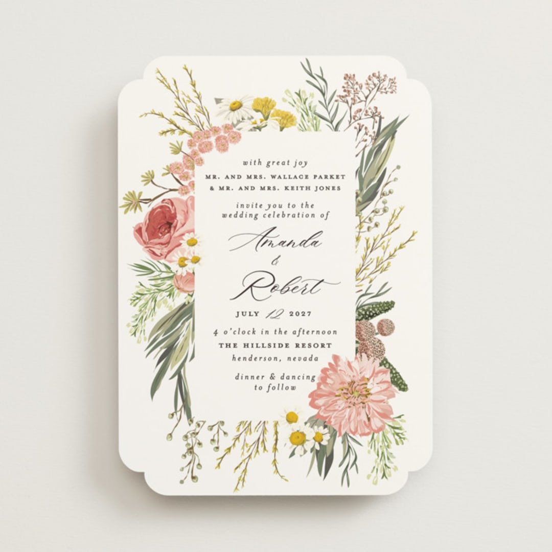 "Organic Florals" - Wedding Invitations in Blush by Susan Moyal - Front