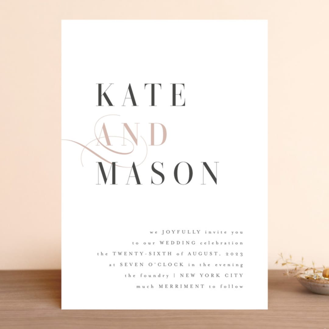 "Foundry" - Wedding Invitations in Rose Quartz by Kristie Kern - Front