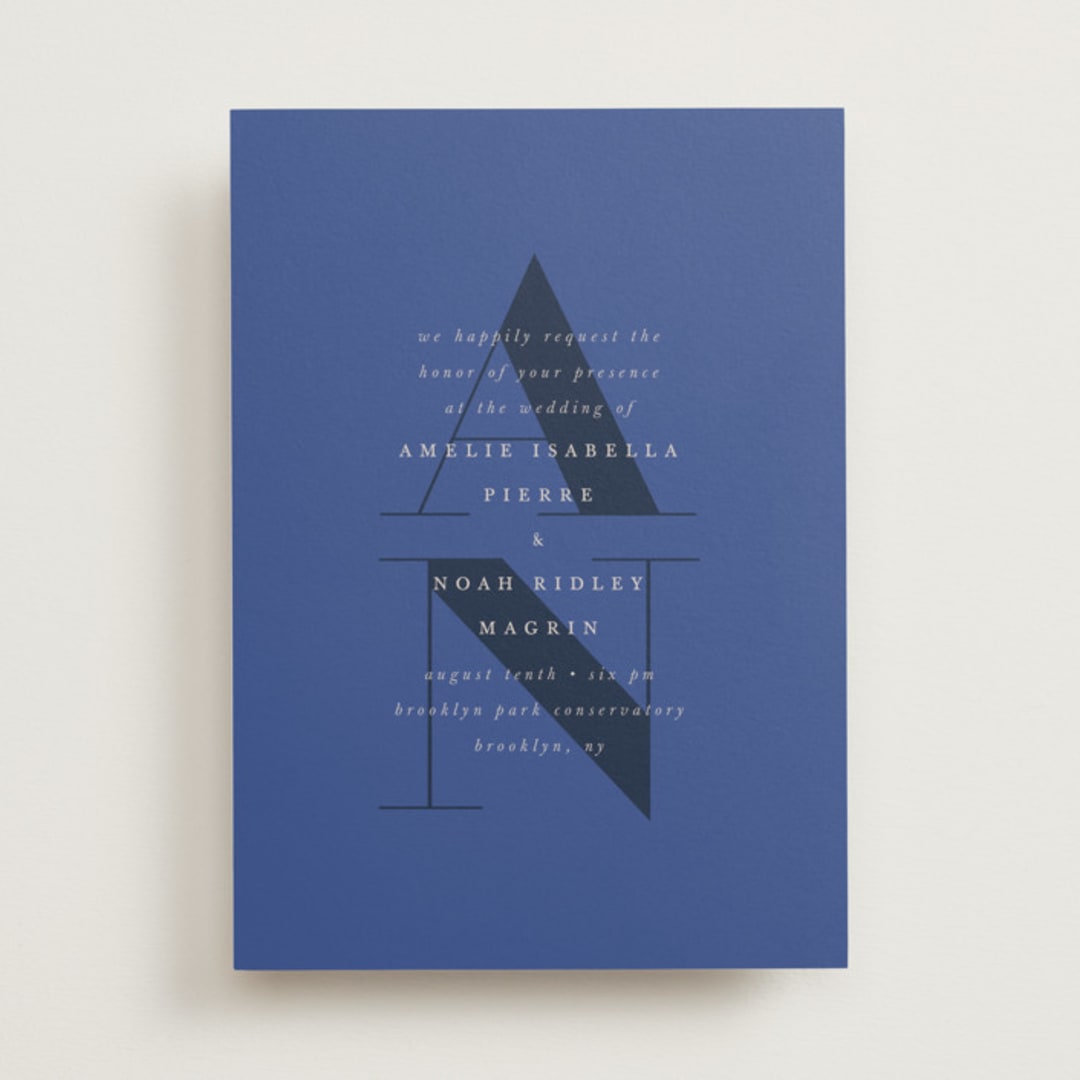 "Centro" - Wedding Invitations in Marseille Bleu by Up Up Creative - Front