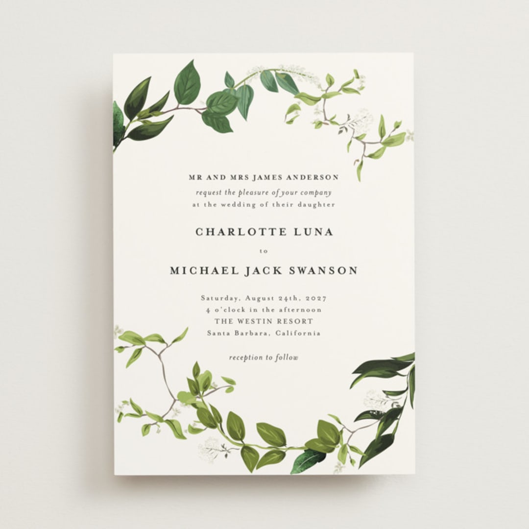 "Greenery" - Wedding Invitations in Fern by Susan Moyal - Front
