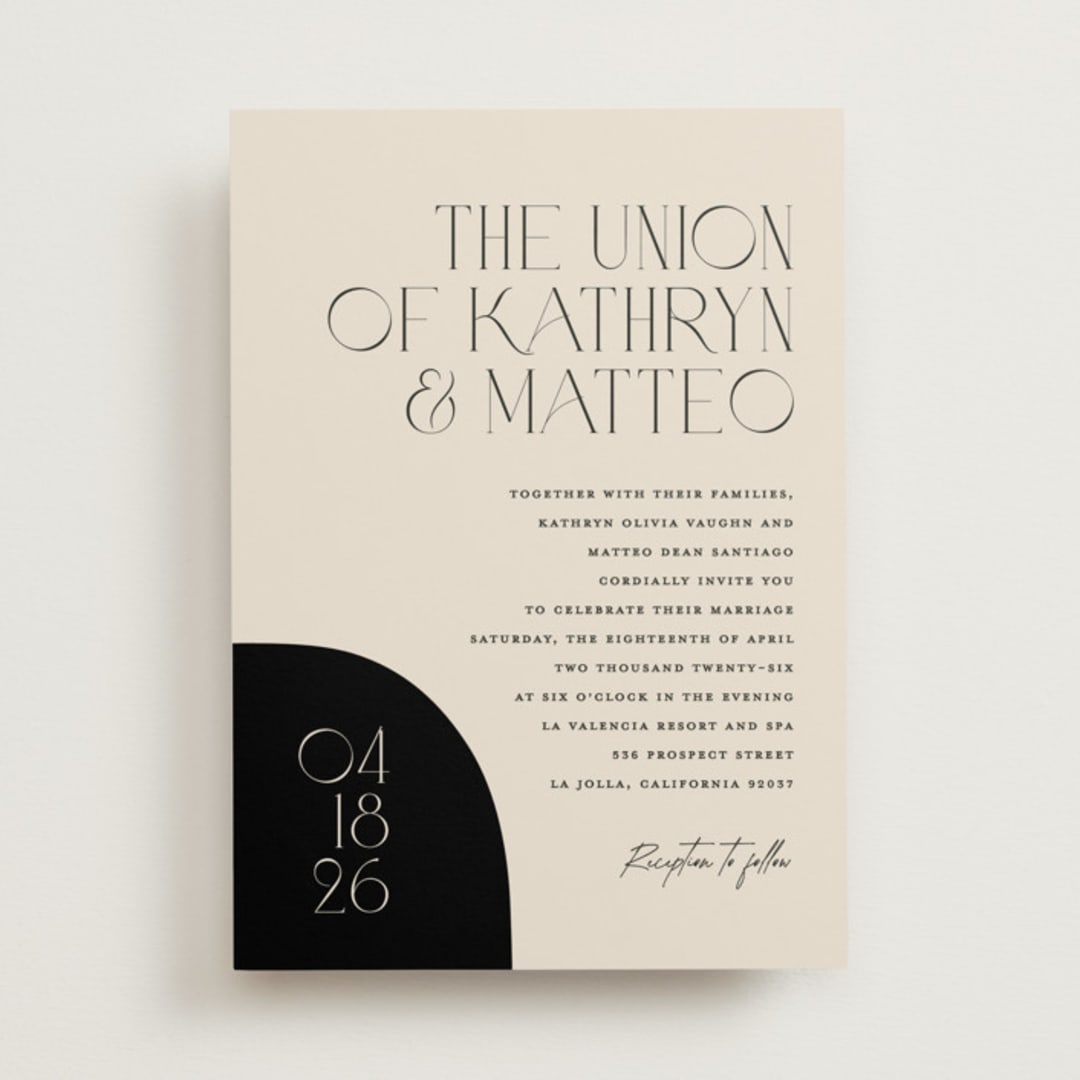 "Contour" - Wedding Invitations in Ecru by Erica Krystek - Front