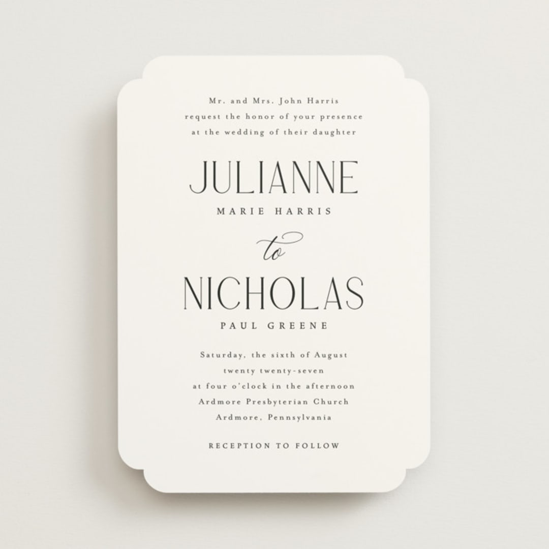 "Bold Elegance" - Wedding Invitations in Snow by Katherine Moynagh - Front