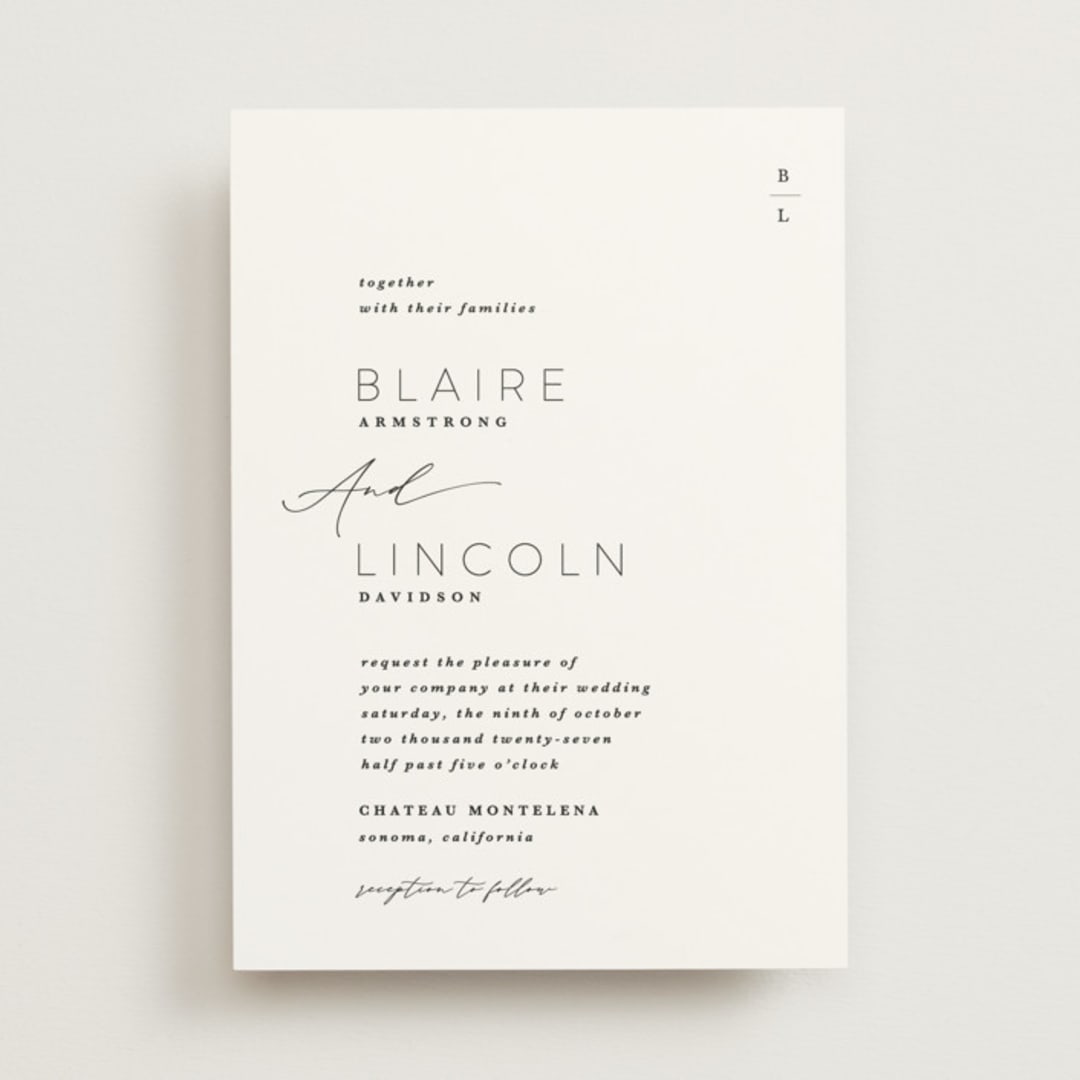 "Paire" - Wedding Invitations in Tuxedo by Kate Ahn - Front