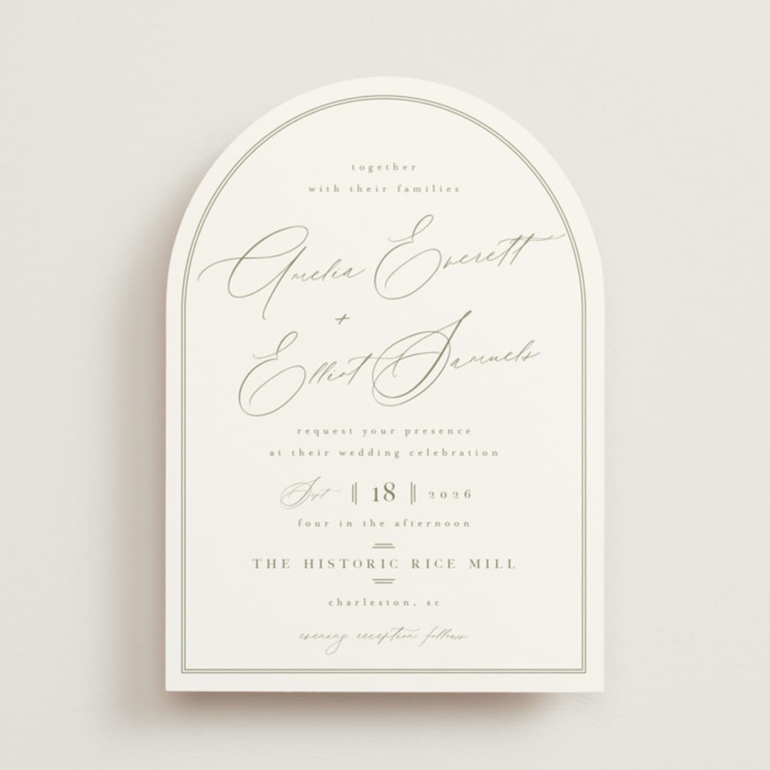 "Amelia" - Wedding Invitations in Olive by Kristie Kern - Front
