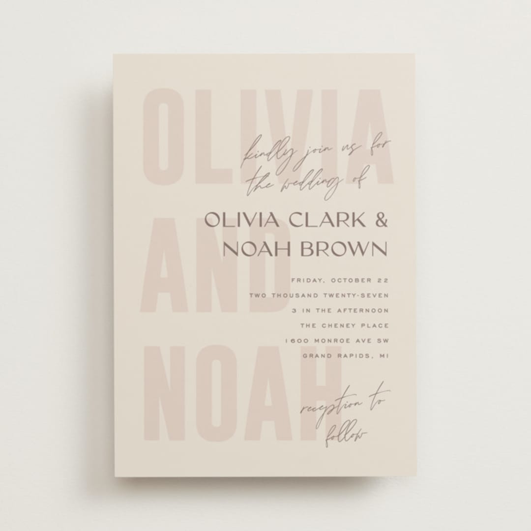 "Salted" - Wedding Invitations in Blush by Pixel and Hank - Front