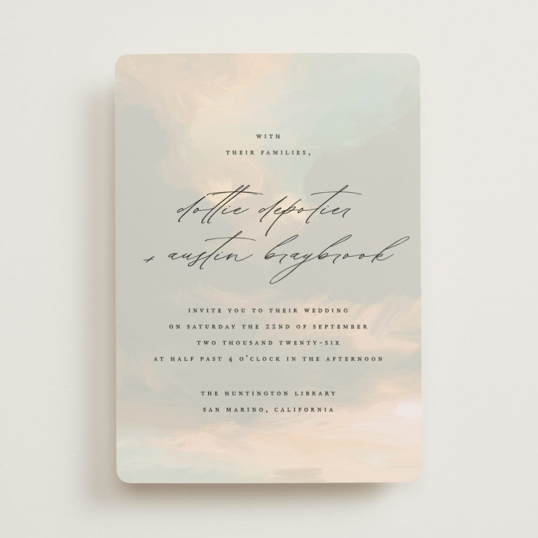 "Daybreak" - Wedding Invitations in Dove by Olivia Kanaley Inman - Front