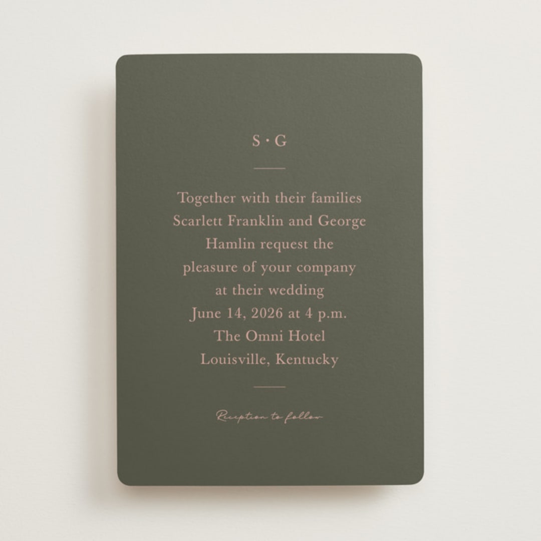"Simple Type" - Wedding Invitations in Olive Branch by Stacey Meacham - Front