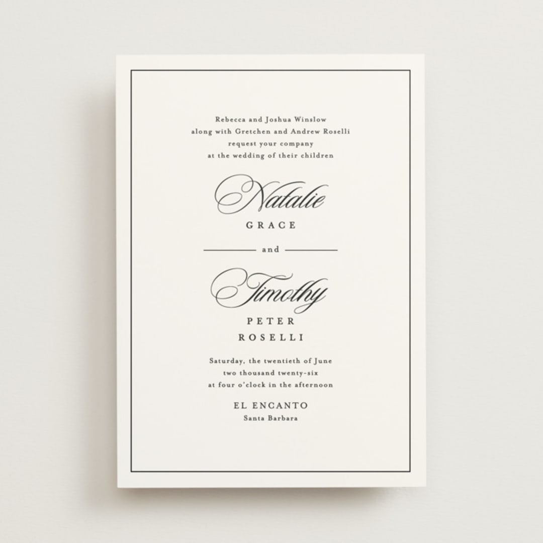 "Sincerity" - Wedding Invitations in Noir by Kimberly FitzSimons - Front