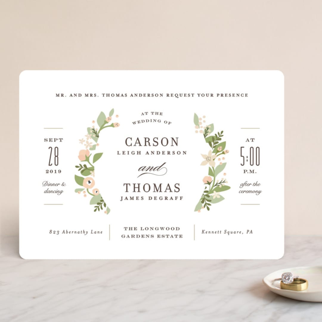 "Longwood Estates" - Wedding Invitations in Peach Sorbet by Jennifer Wick - Front