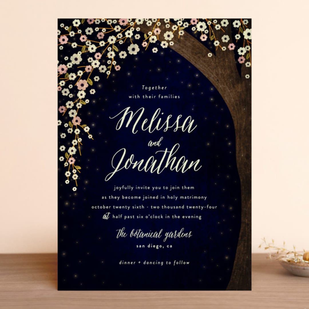 "Outside" - Wedding Invitations in Navy by Rebecca Bowen - Front