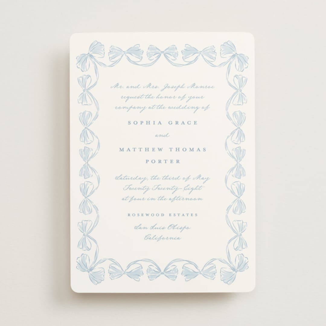 "Bow Frame" - Wedding Invitations in Lagoon by Leah Bisch - Front