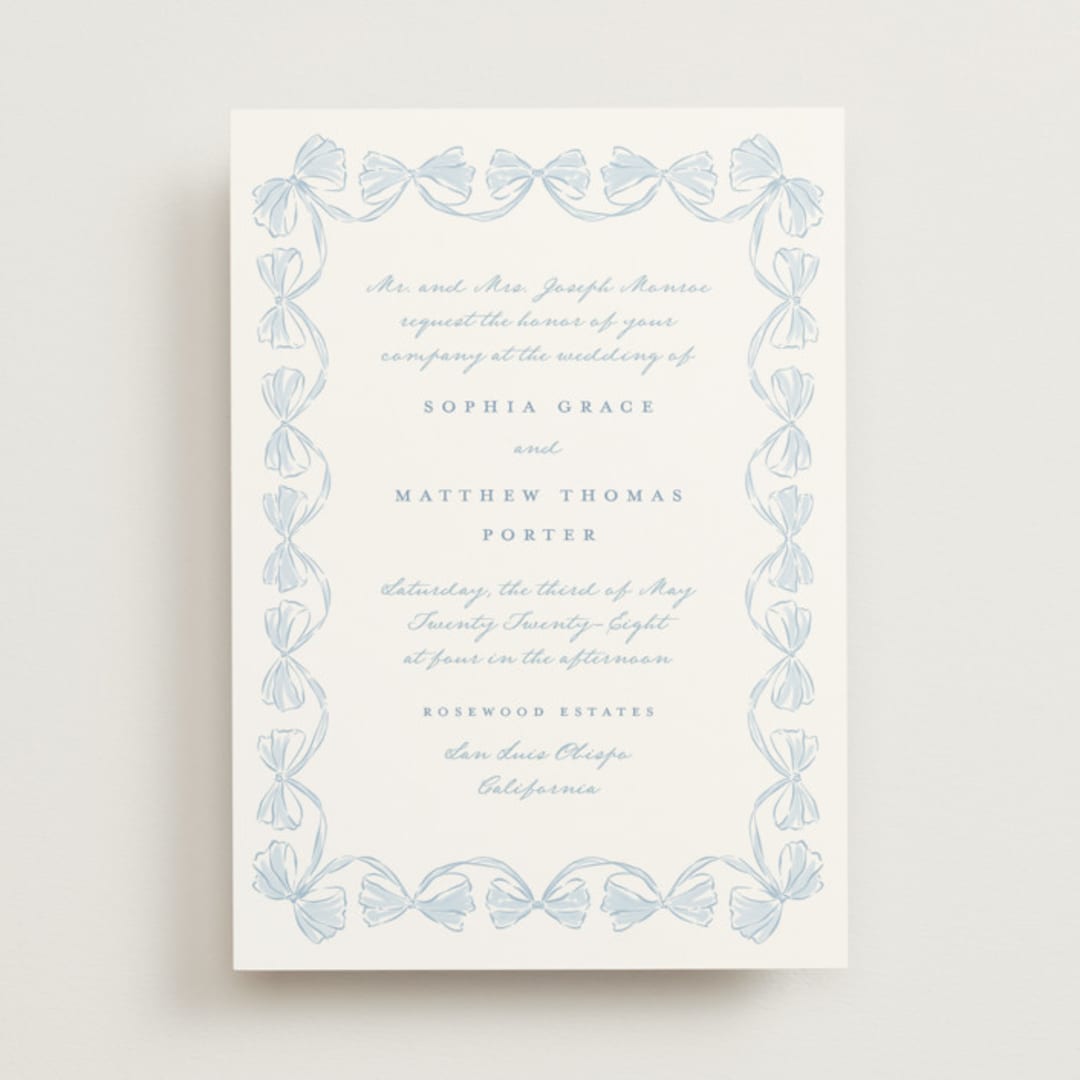 "Bow Frame" - Wedding Invitations in Lagoon by Leah Bisch - Front