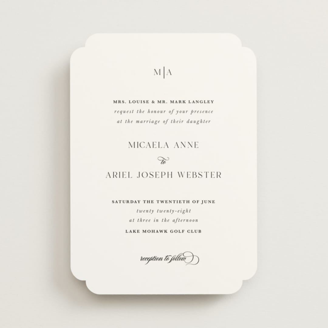 "Classic & Timeless" - Wedding Invitations in Obsidian by Lucrecia Caporale - Front
