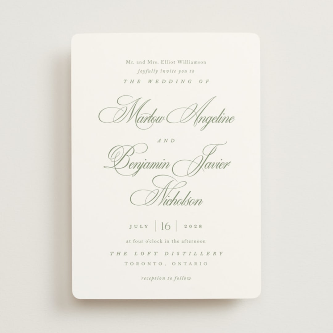 "Chic Script" - Wedding Invitations in Garden by Kelly Schmidt - Front